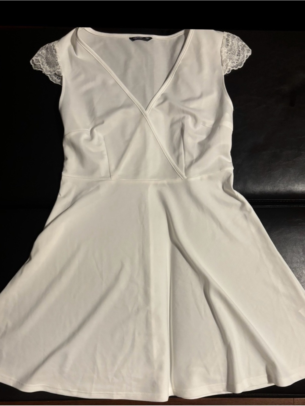 SHEIN White Lace Sleeve Skater Dress